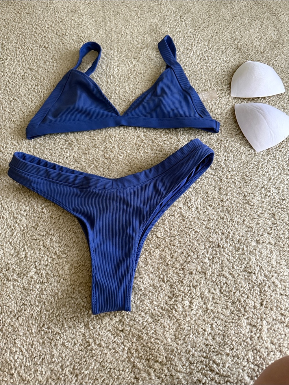 Double Zero Navy Ribbed Triangle Bikini Set